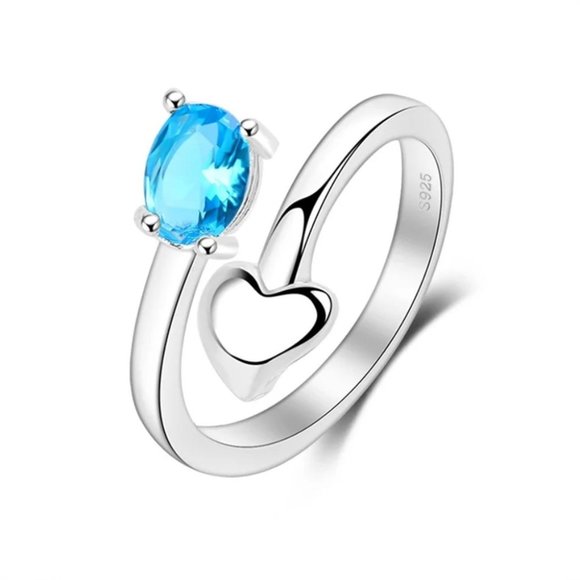 ❤️ NEW 💎 Heart 925 Sterling Silver Ring Adjustable Simple Minimalist Gift